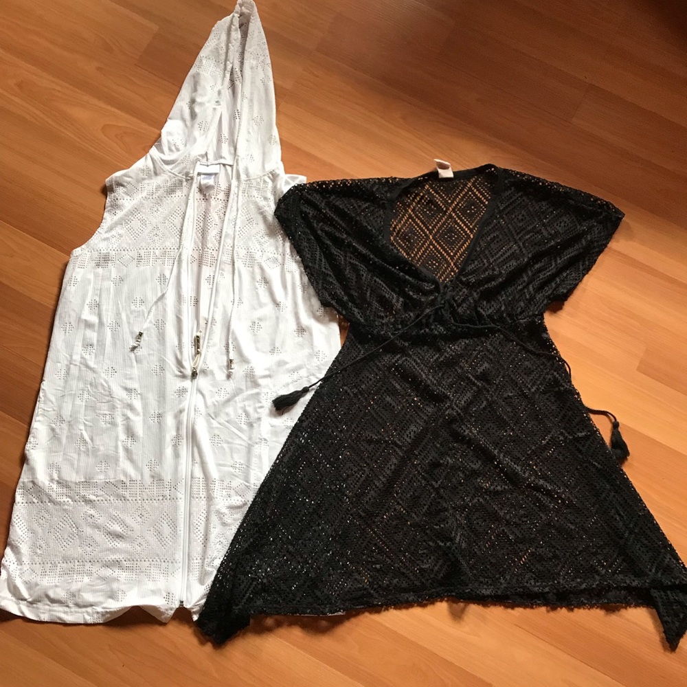 Beach cover ups one white size small as black xl